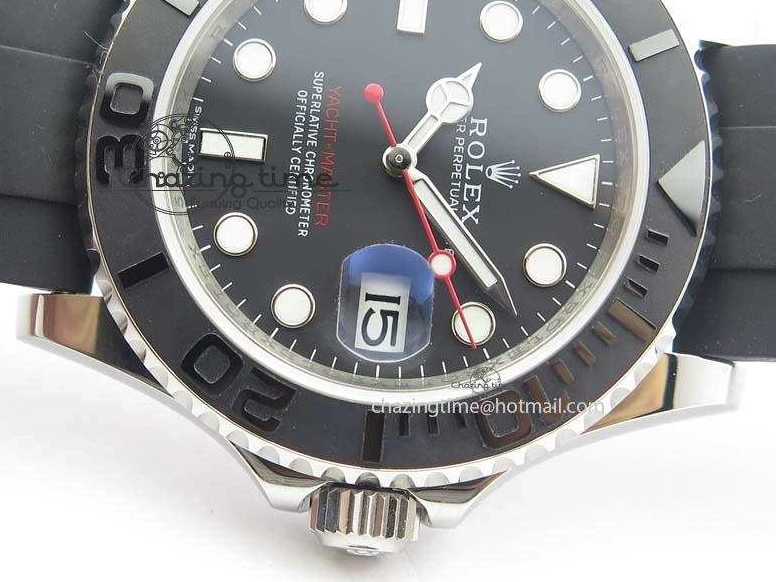 0418 ModernLook Yacht-Master 116655 SS JF Best Edition Ceramic Bezel On Rubber Strap SA 3850